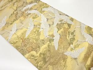百鶴京洛絵巻模様織出し袋帯